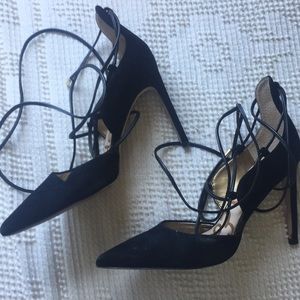 Sam Edelman Helaine suede lace up heel black